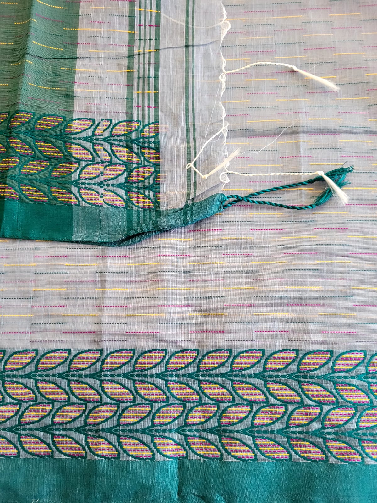 Green Cotton Kantha Saree
