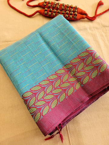 Pink Cotton Kantha Saree