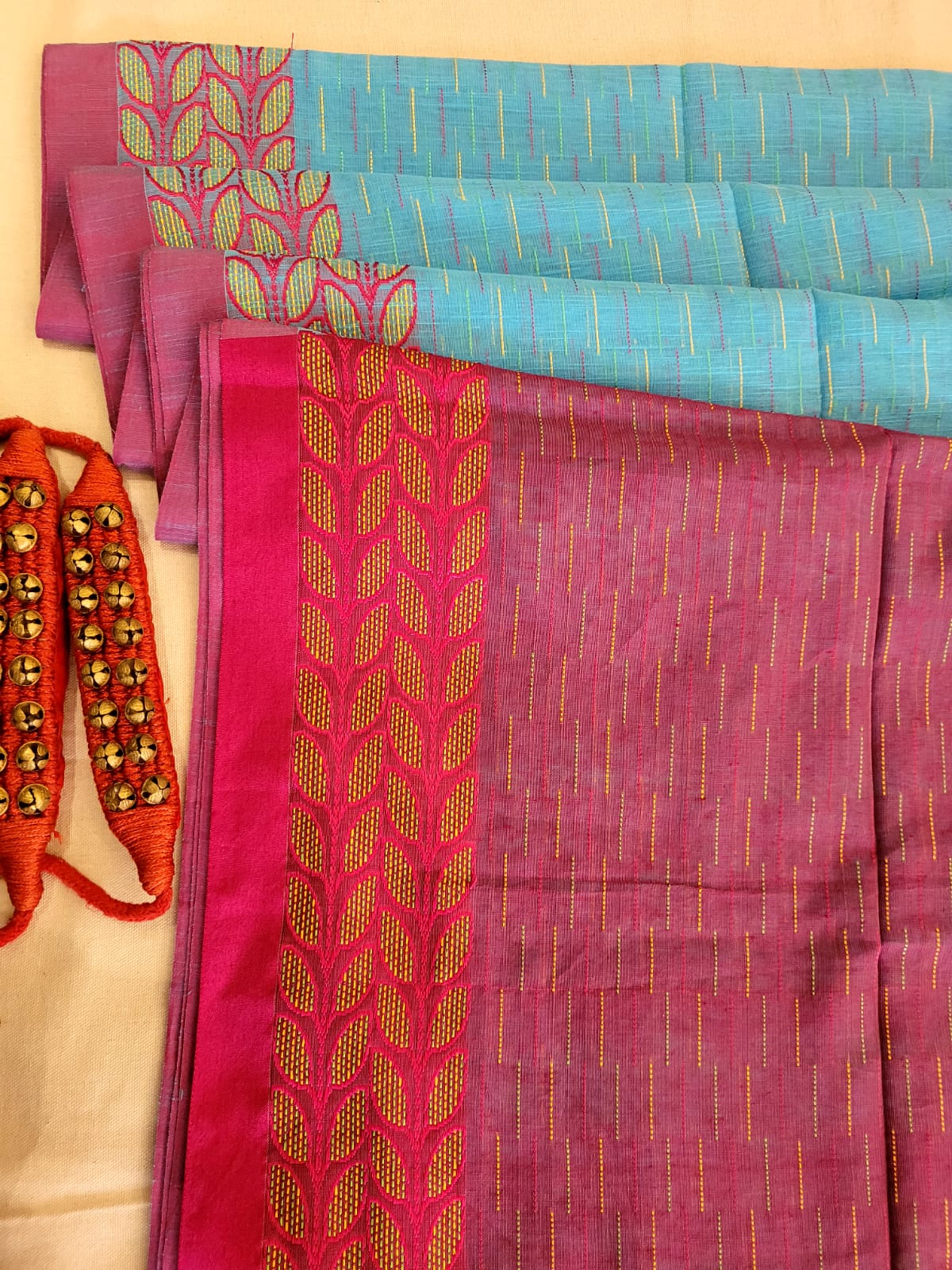Pink Cotton Kantha Saree