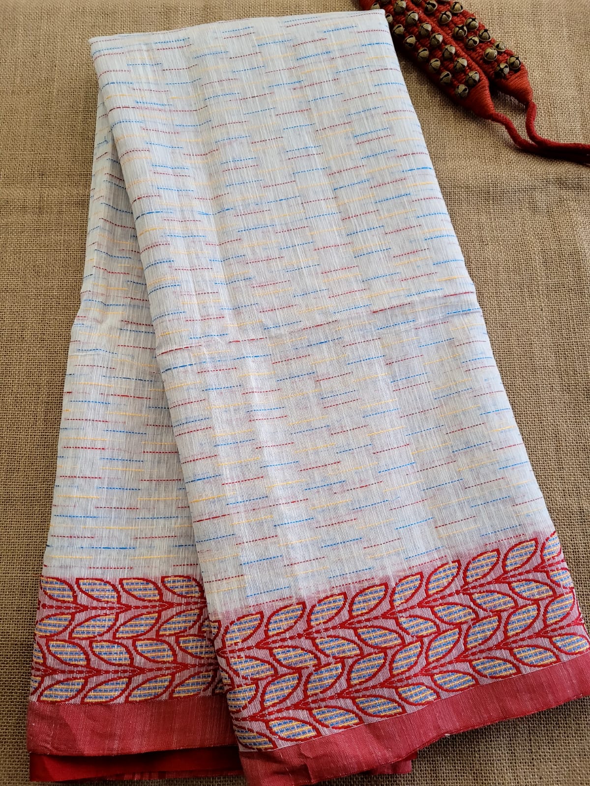 Ivory Cotton Kantha  saree