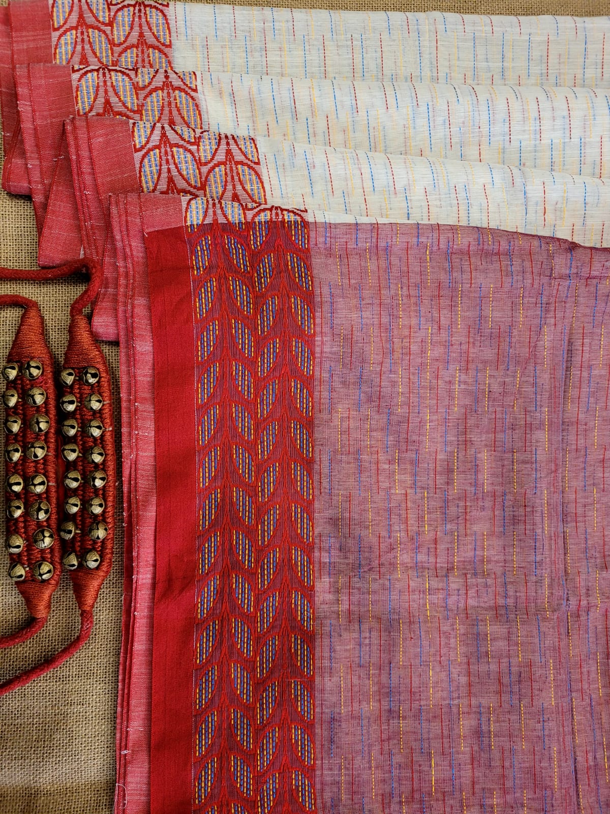 Ivory Cotton Kantha  saree