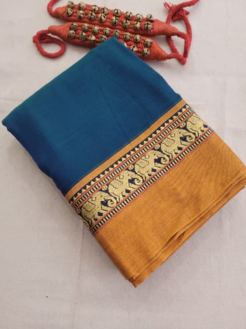 Blue Narayanpet cotton saree