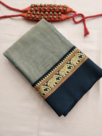 Grey Narayanpet Cotton Saree