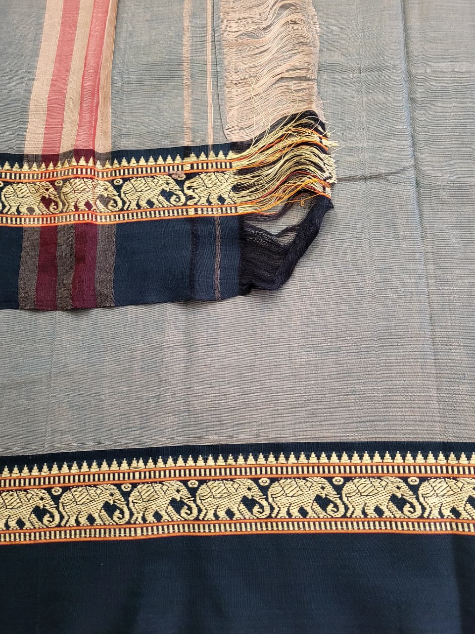 Grey Narayanpet Cotton Saree