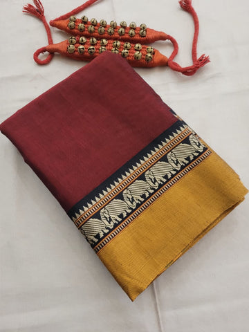 Red Narayanpet Cotton Saree