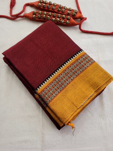 Maroon Narayanpet2 cotton saree