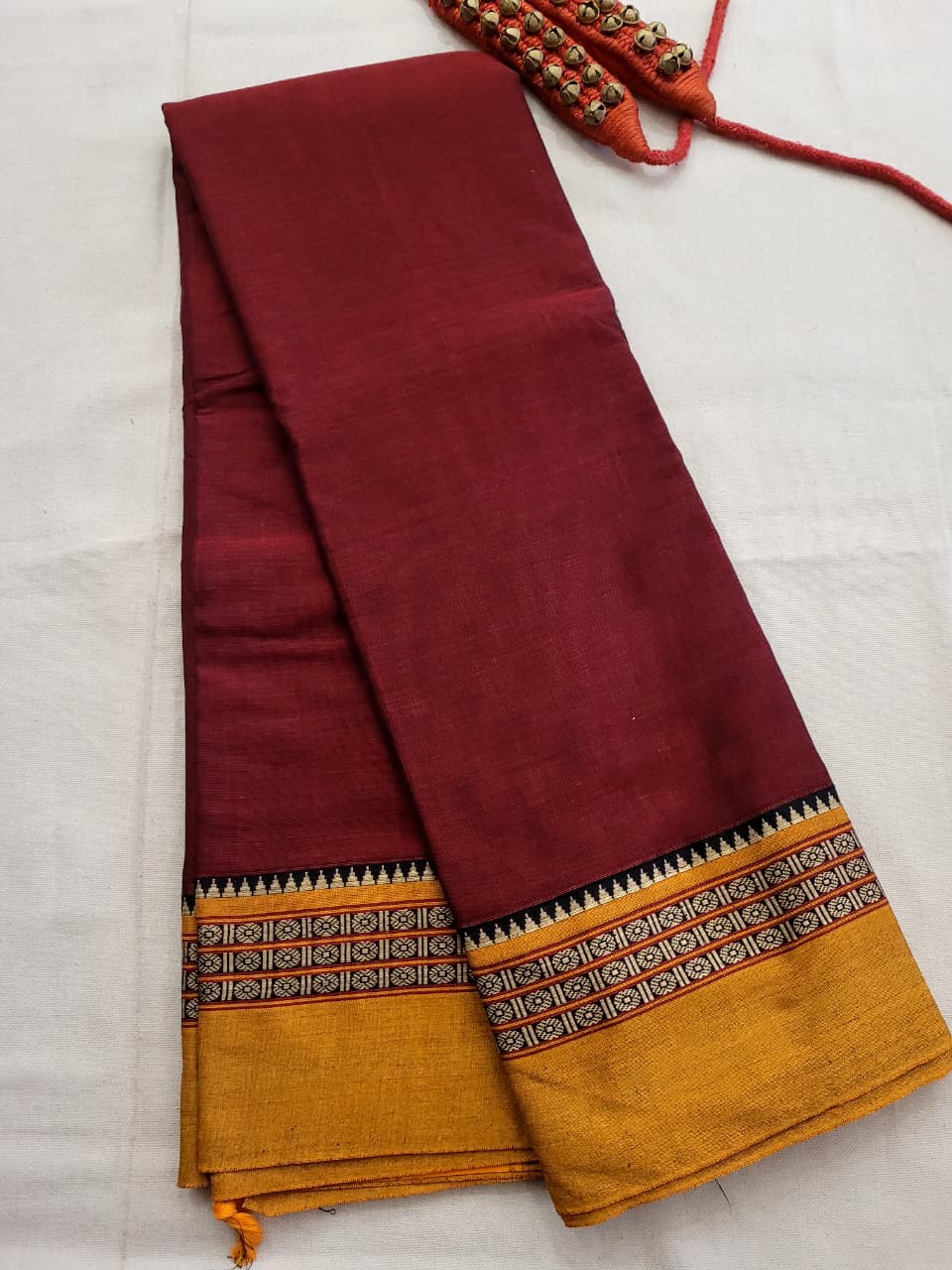Maroon Narayanpet2 cotton saree