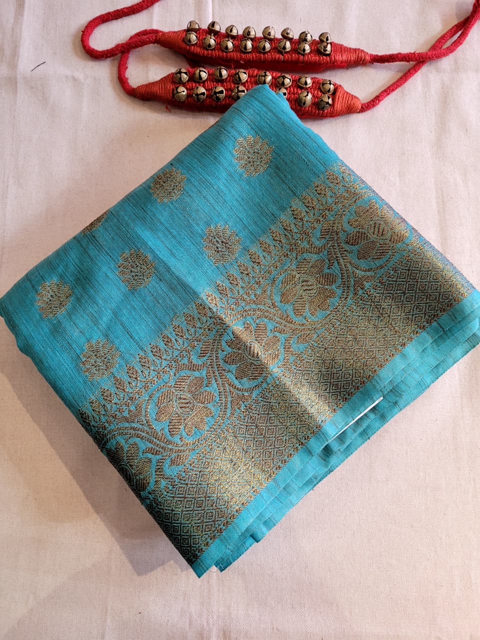 Blue2 Raveena Pure Tussar Saree