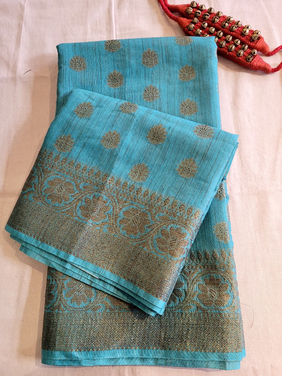 Blue2 Raveena Pure Tussar Saree