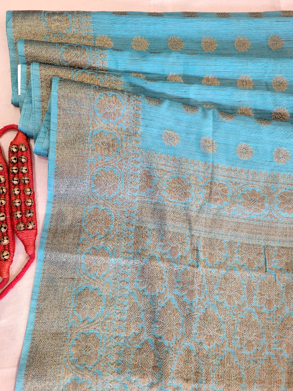 Blue2 Raveena Pure Tussar Saree