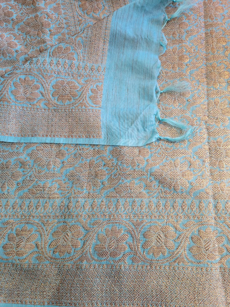 Blue2 Raveena Pure Tussar Saree