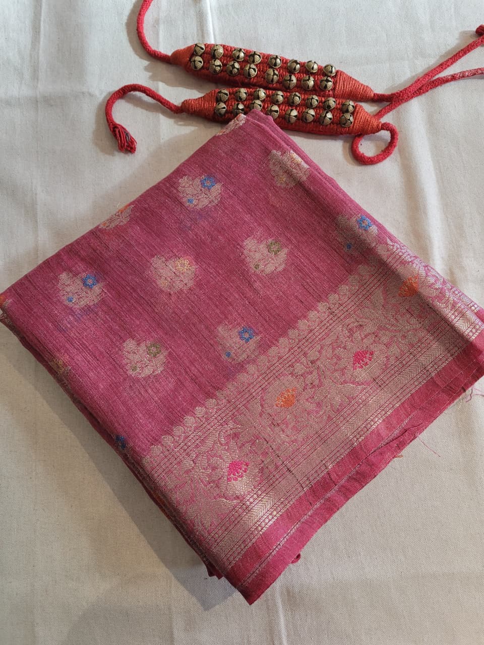 Pink Raveena Pure Tussar Saree