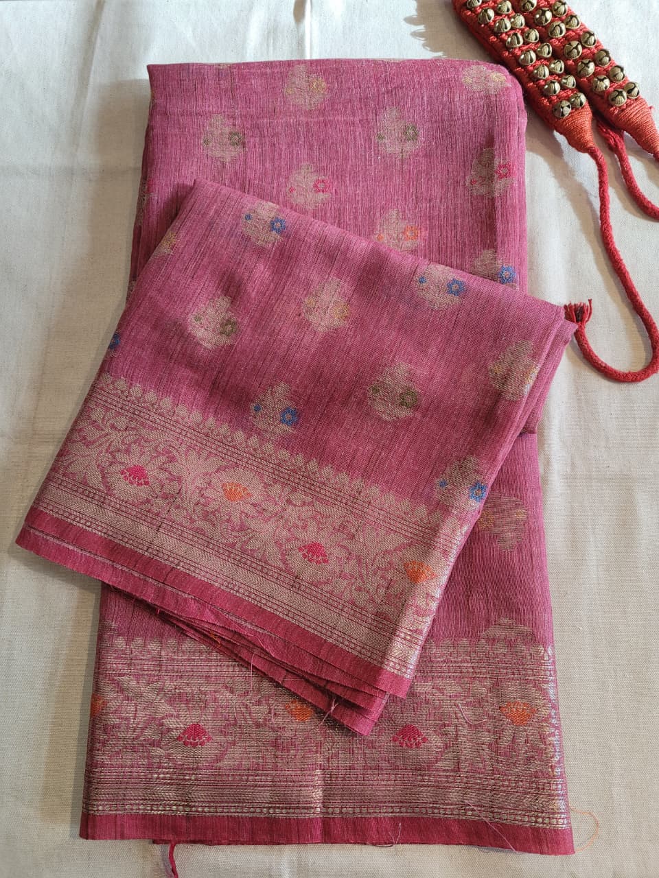 Pink Raveena Pure Tussar Saree