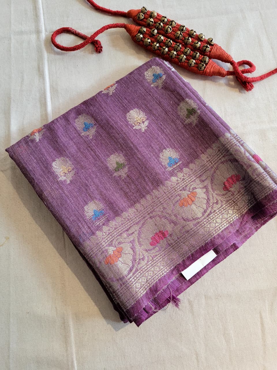 Purple Raveena Pure Tussar Saree