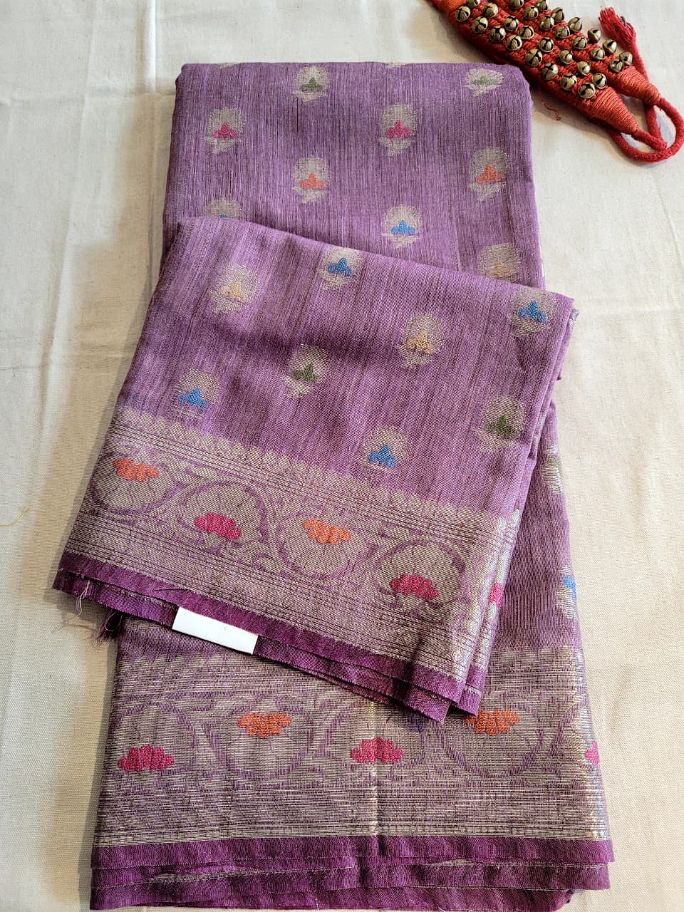 Purple Raveena Pure Tussar Saree