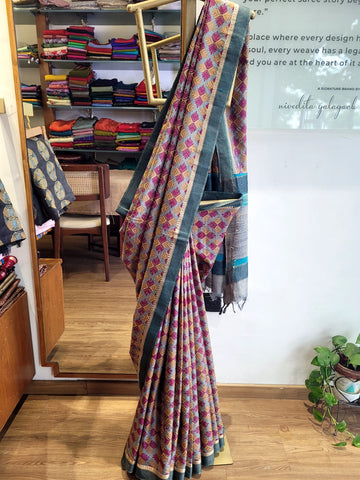 Red Pure Tussar with Hand Embroidery Saree