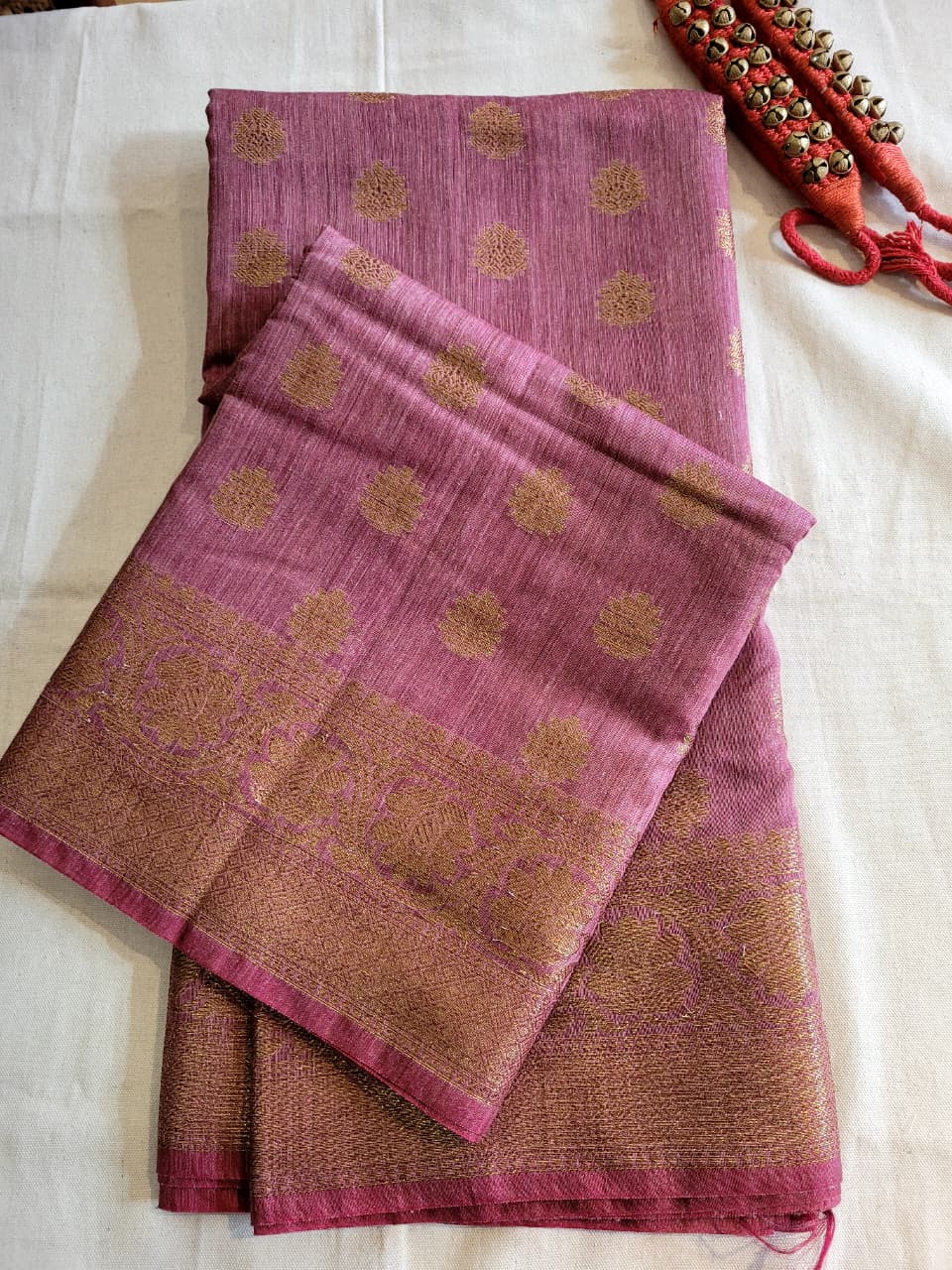 Pink2 Raveena Pure Tussar Saree