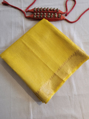 Yellow Raveena Pure Tussar Saree