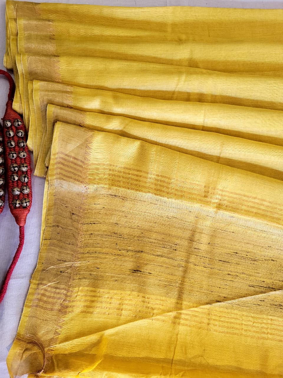 Yellow Raveena Pure Tussar Saree