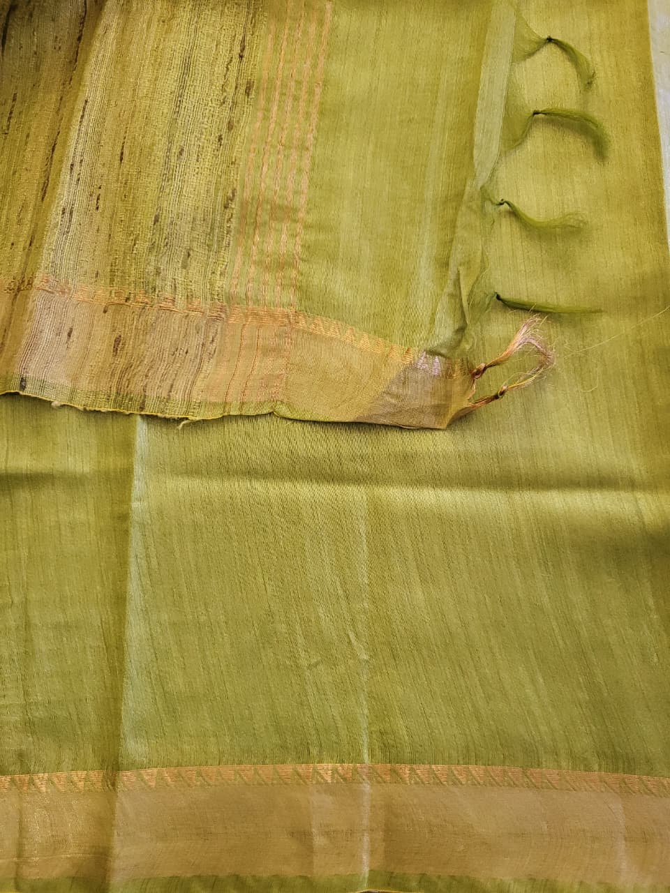 Olive Raveena Pure Tussar Saree