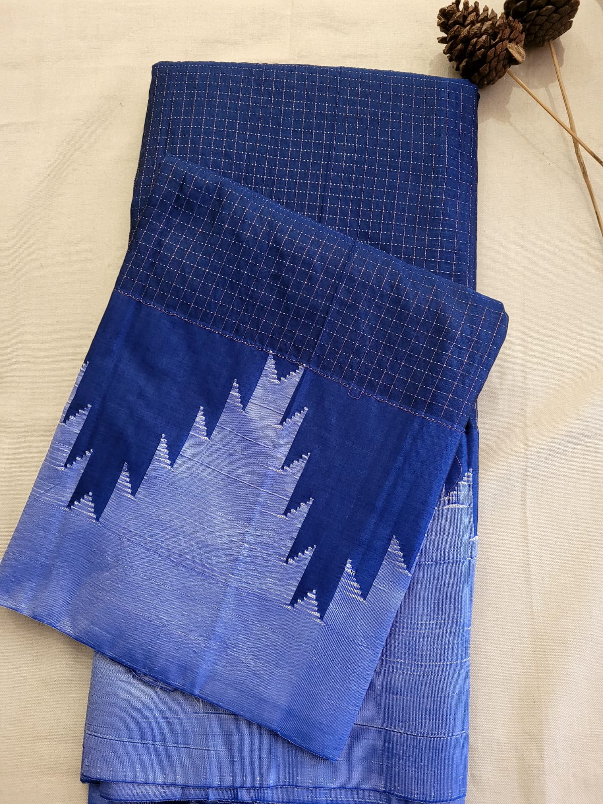 Navy Ilkal Cotton Saree
