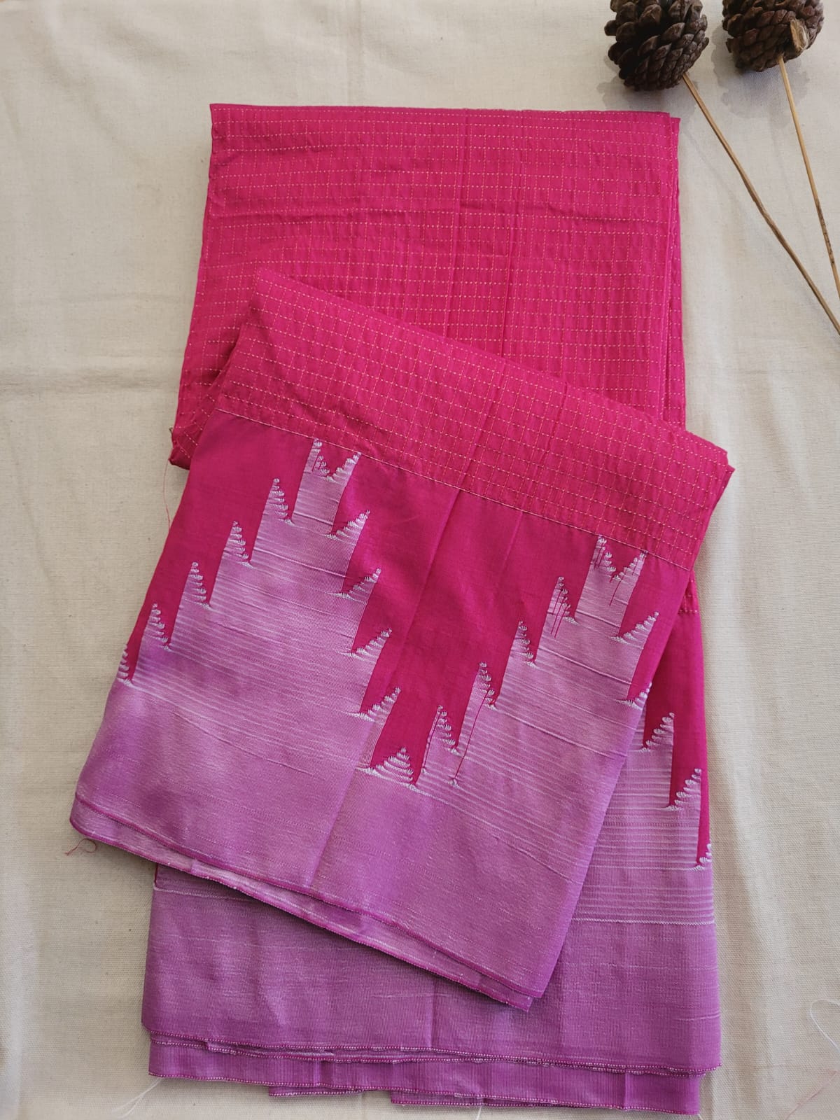 Pink Ilkal Cotton Saree