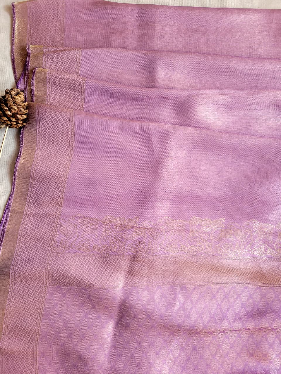 Lavender Tissue Kani Silk Saree