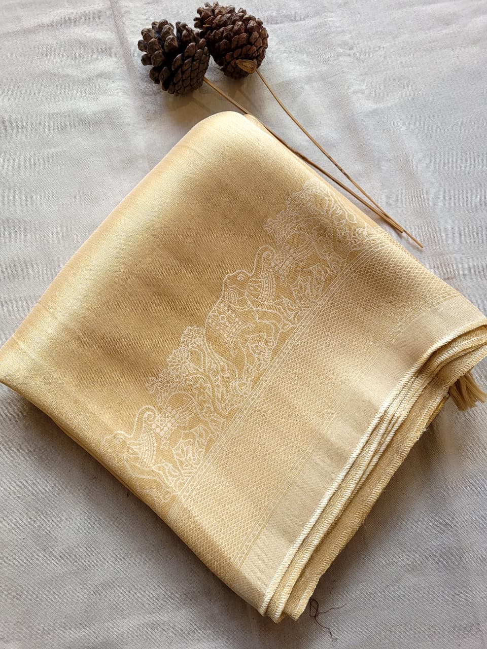 Golden Tissue Kani Silk Saree