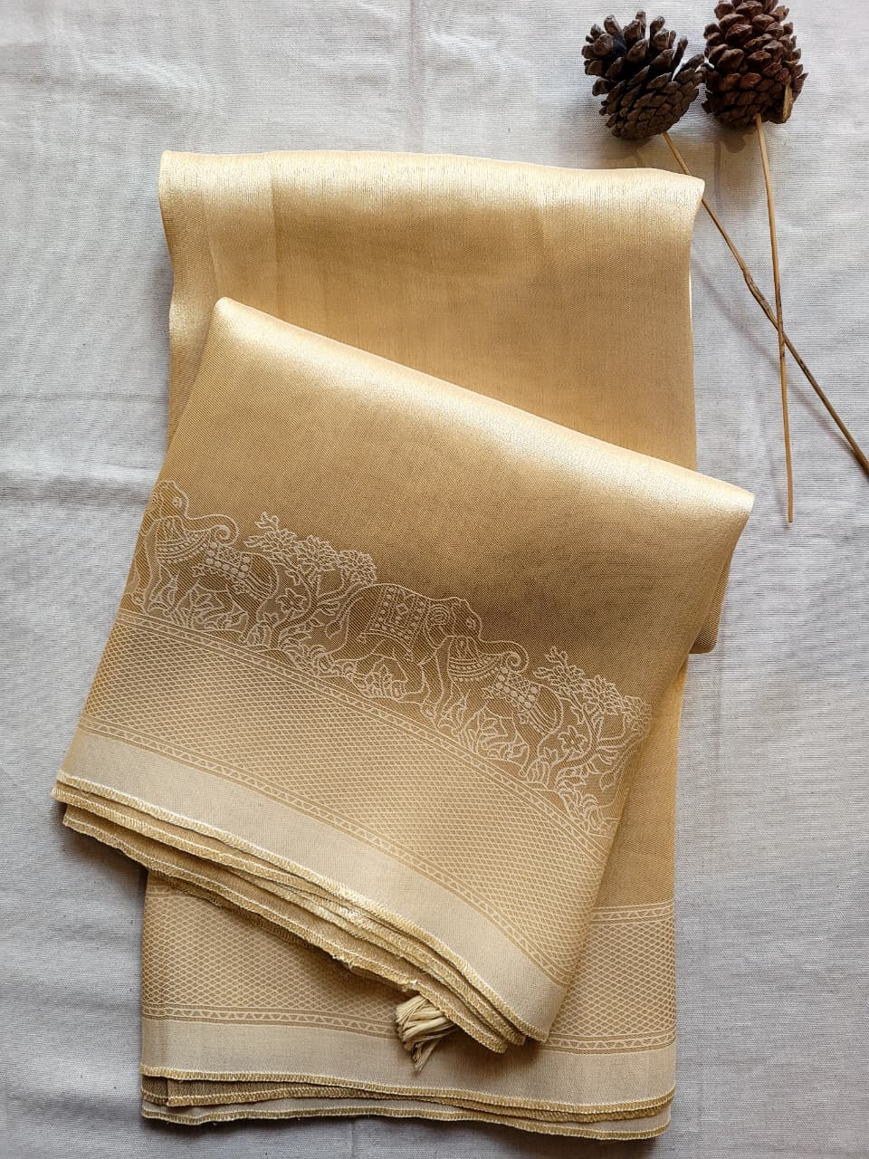 Golden Tissue Kani Silk Saree