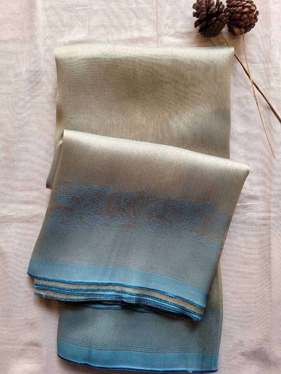 Blue Tissue Kani Silk Saree