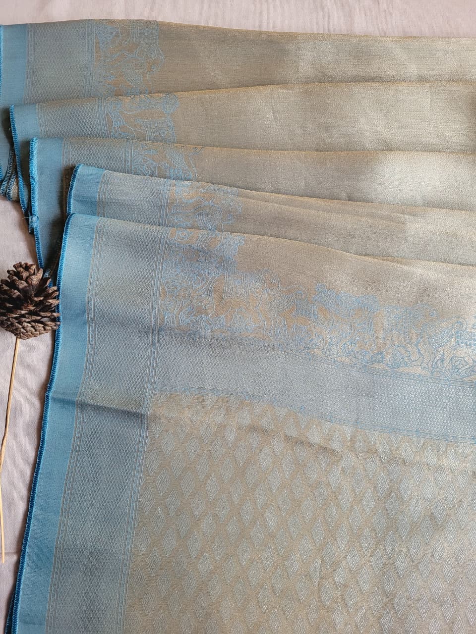 Blue Tissue Kani Silk Saree