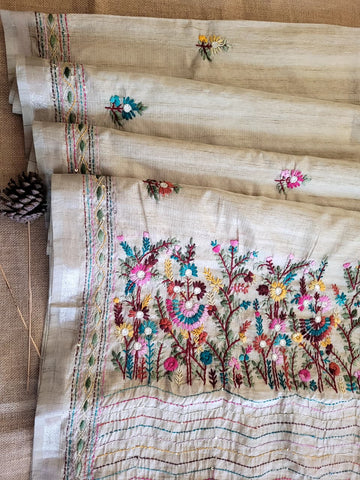 Sneha2 Hand Embriodered Tussar Saree