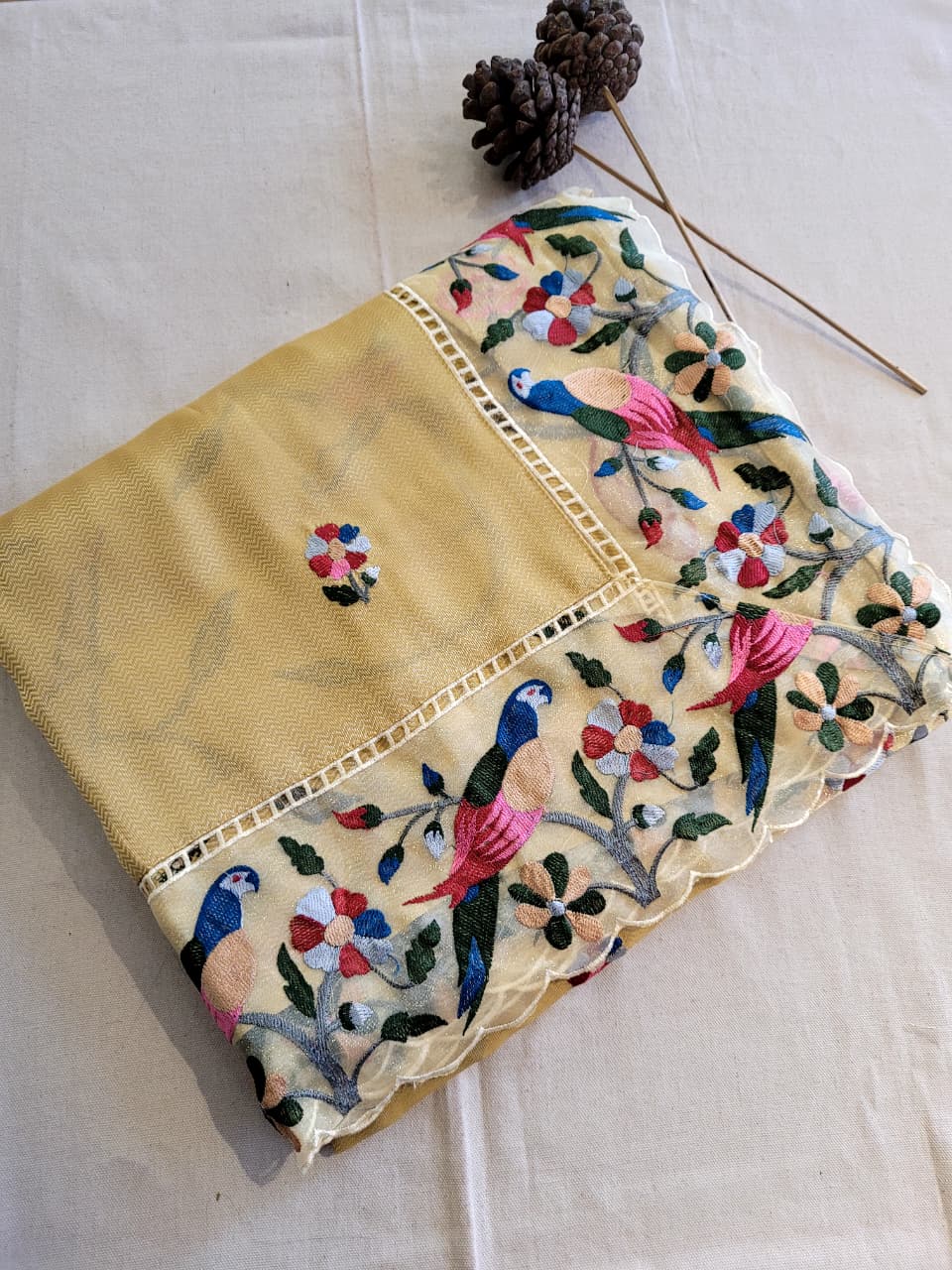 Yellow Nora Tissue Saree