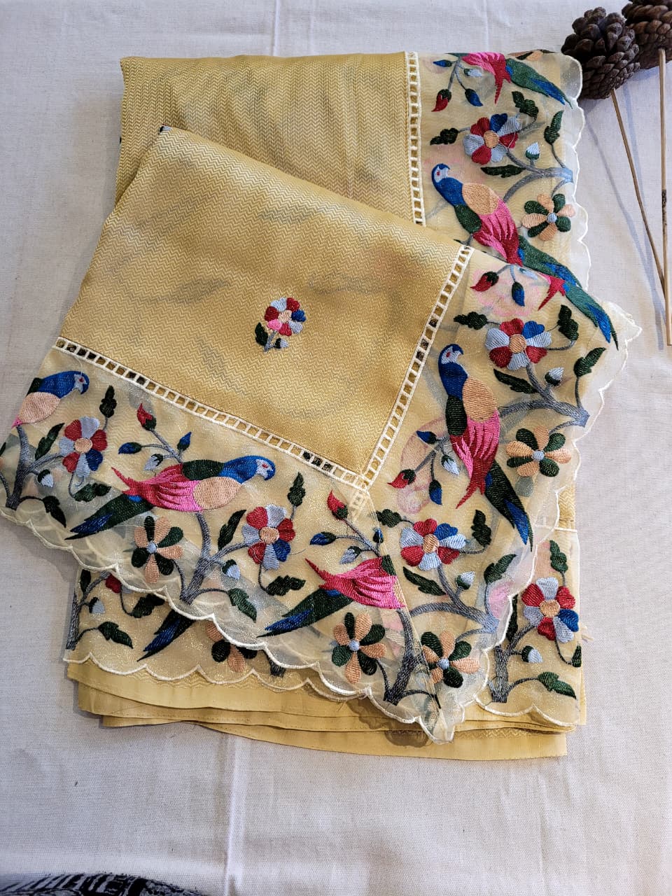 Yellow Nora Tissue Saree