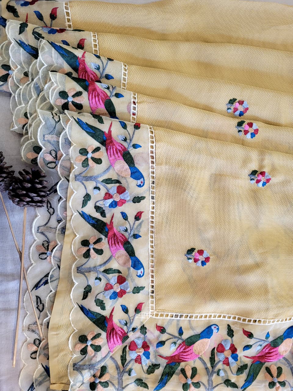 Yellow Nora Tissue Saree