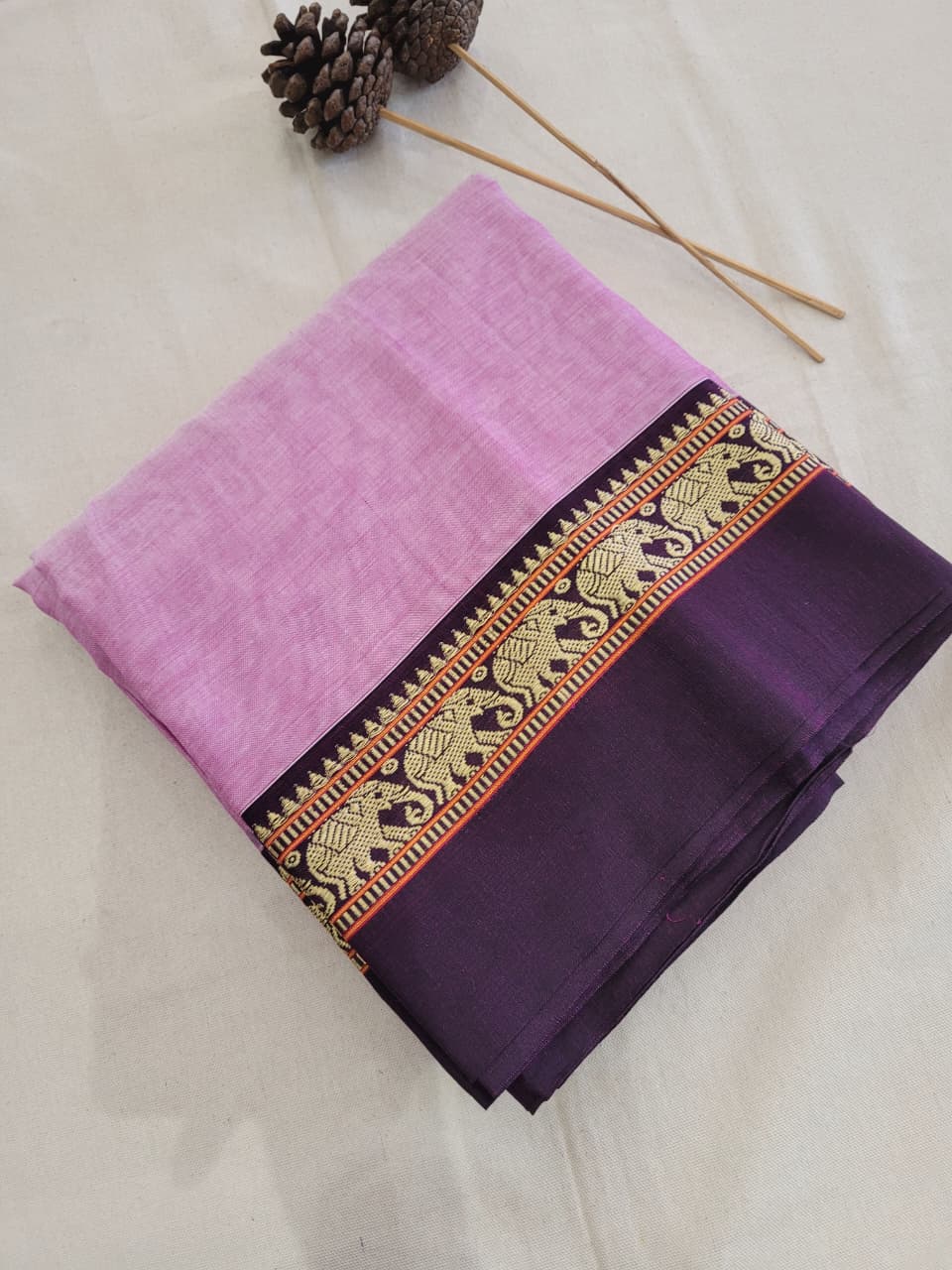 Baby pink Narayanpet cotton saree