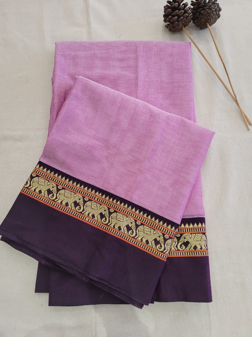 Baby pink Narayanpet cotton saree