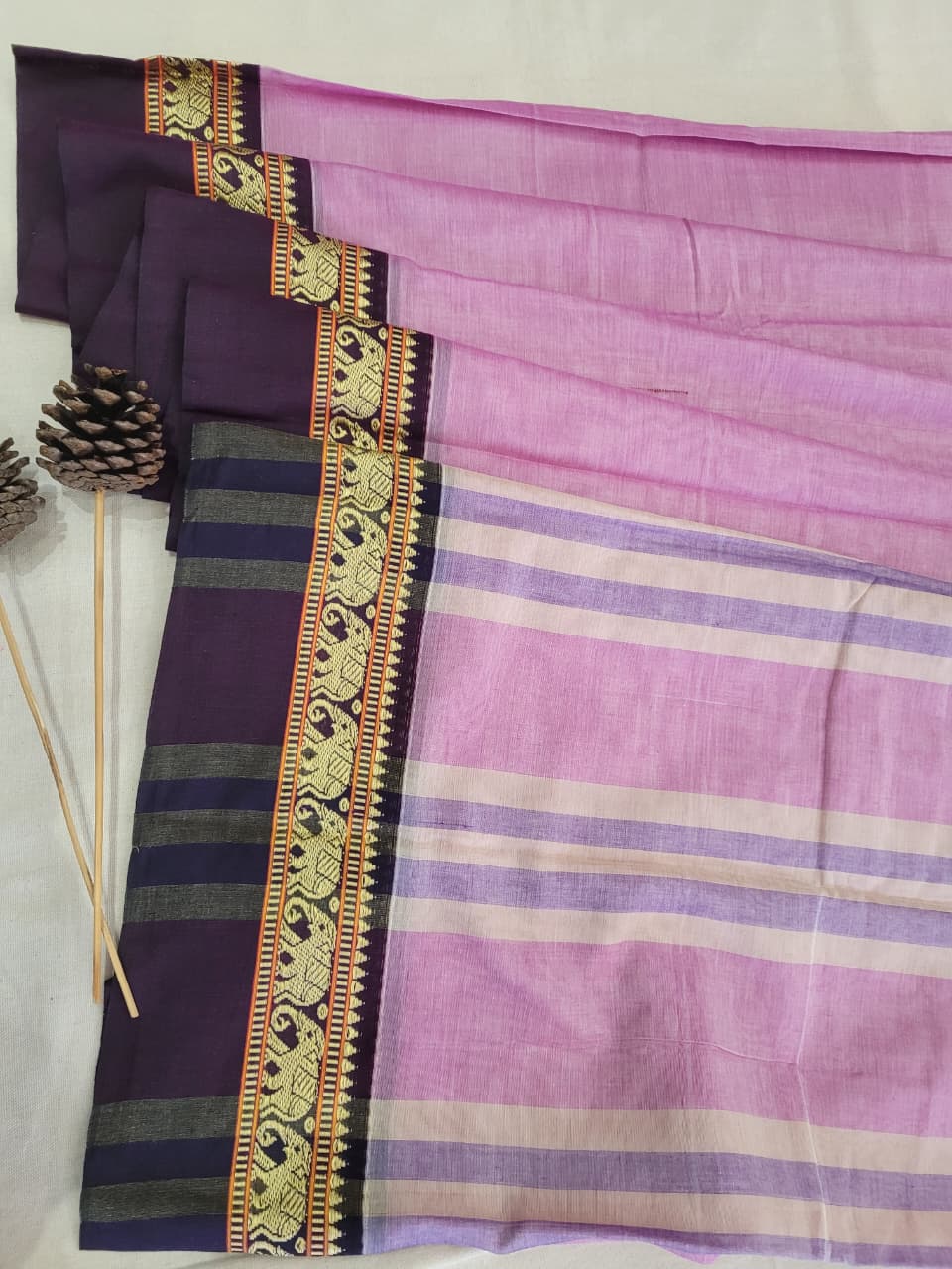 Baby pink Narayanpet cotton saree