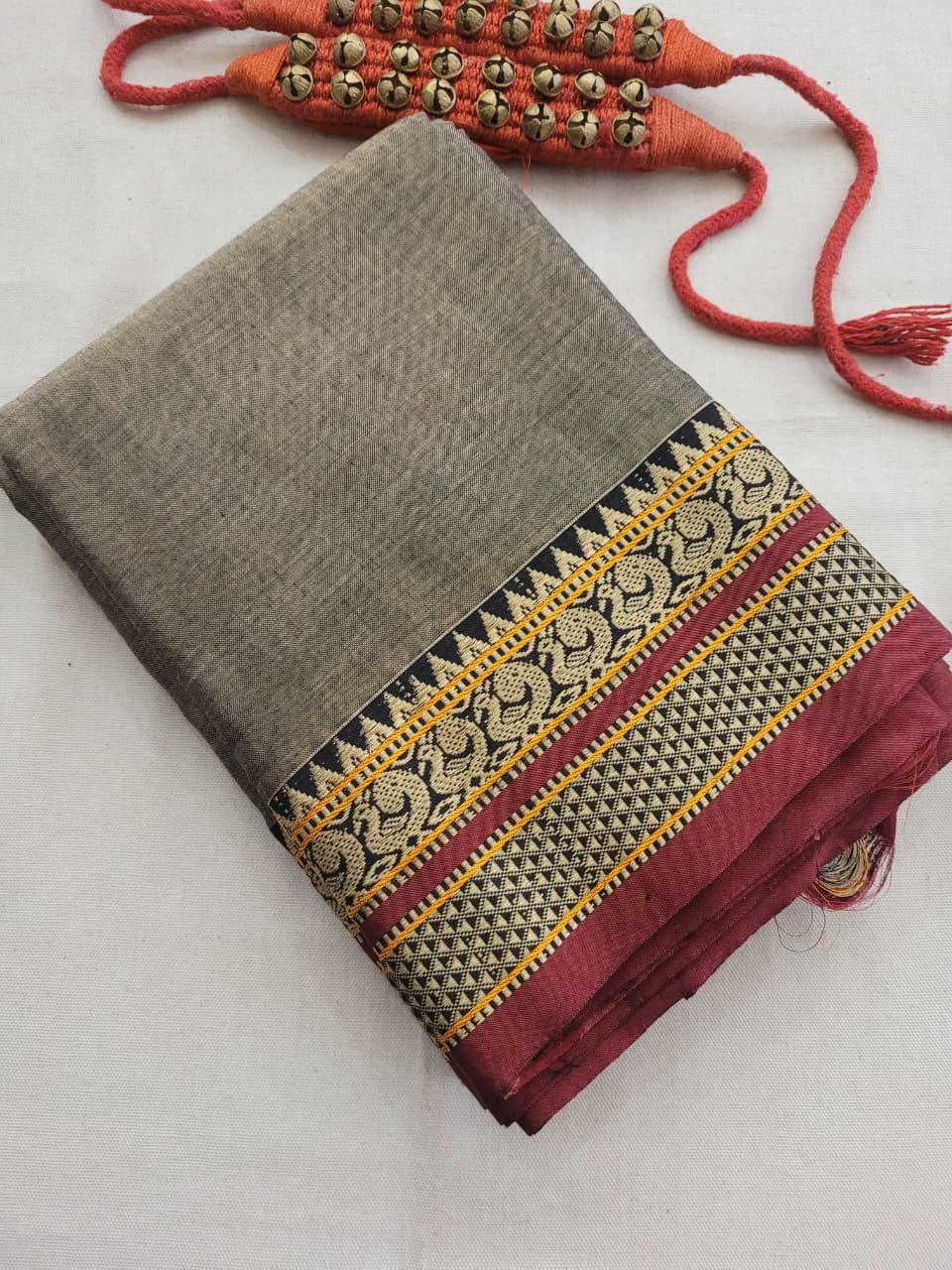 Grey Narayanpet cotton saree