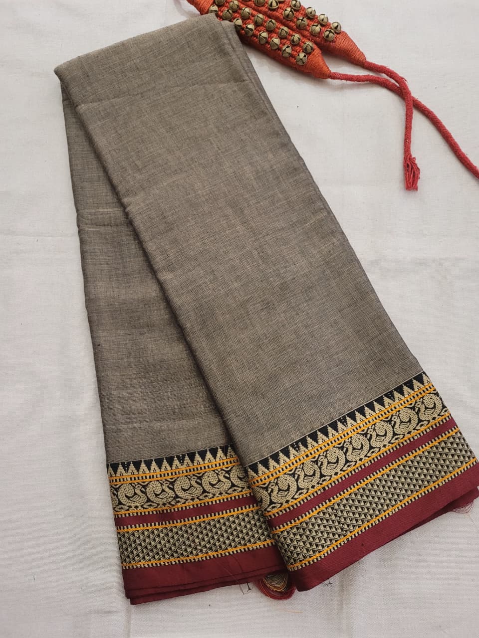 Grey Narayanpet cotton saree