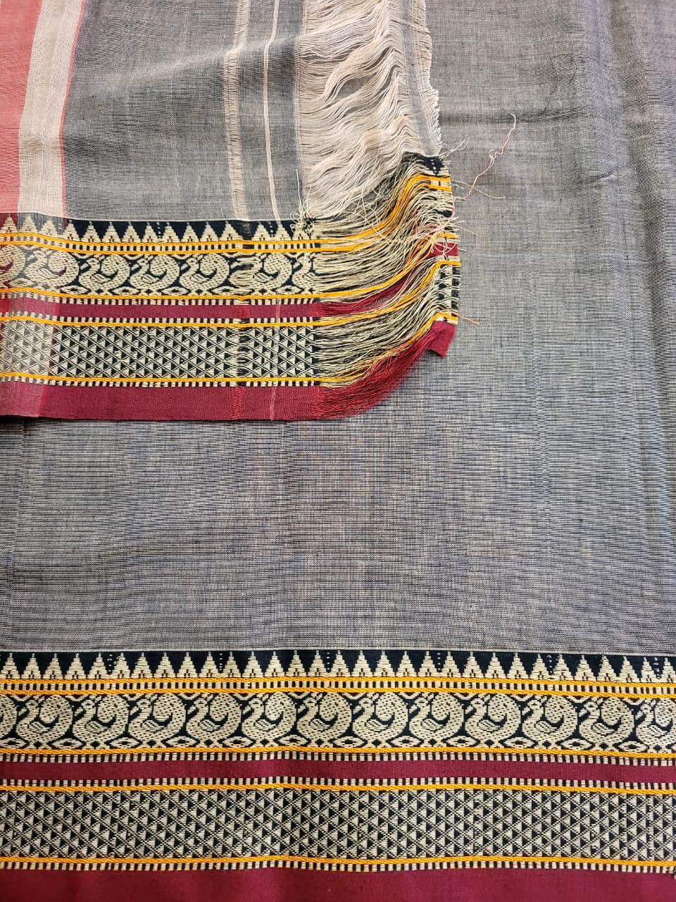 Grey Narayanpet cotton saree