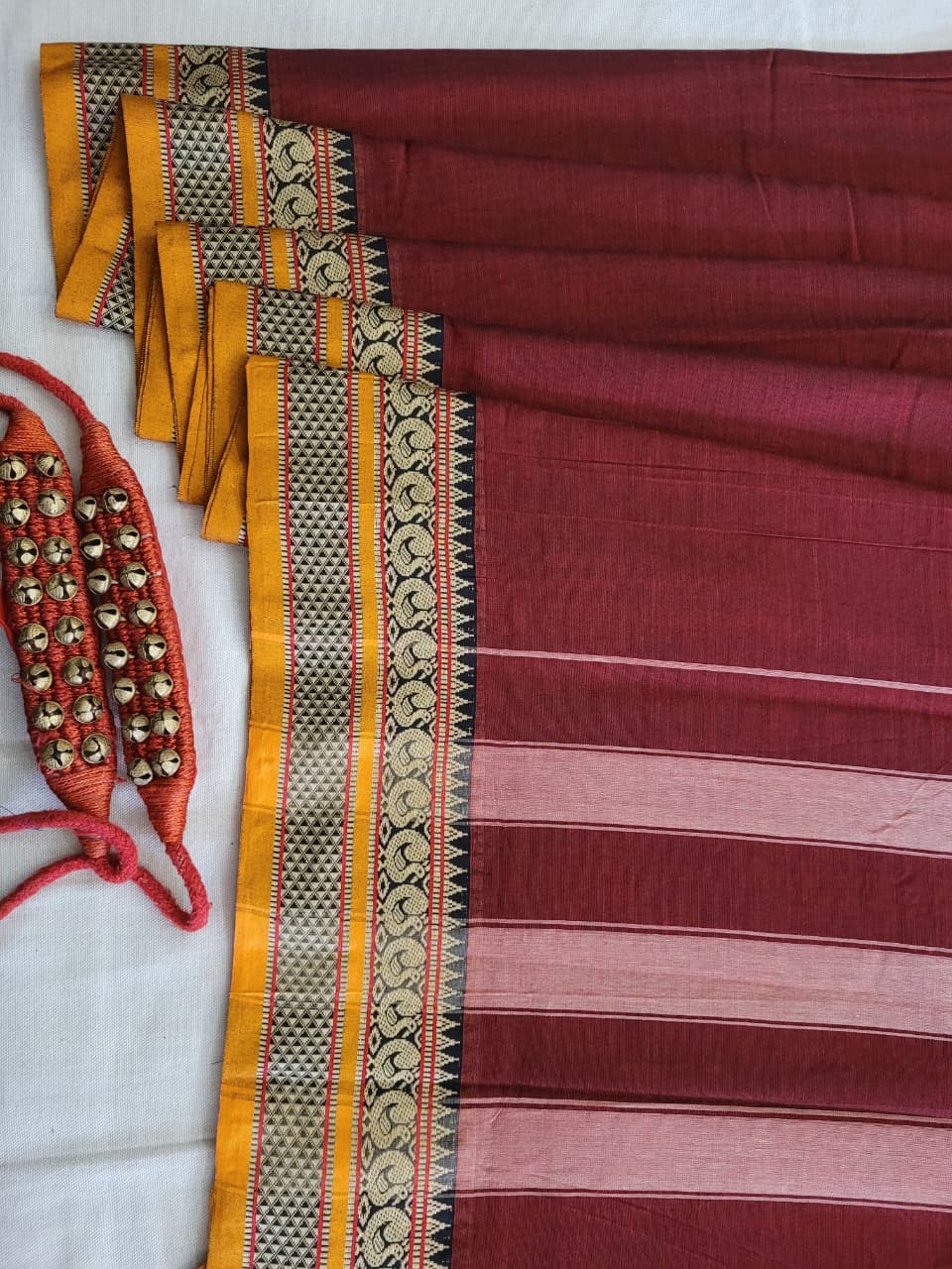 Maroon Narayanpet cotton saree