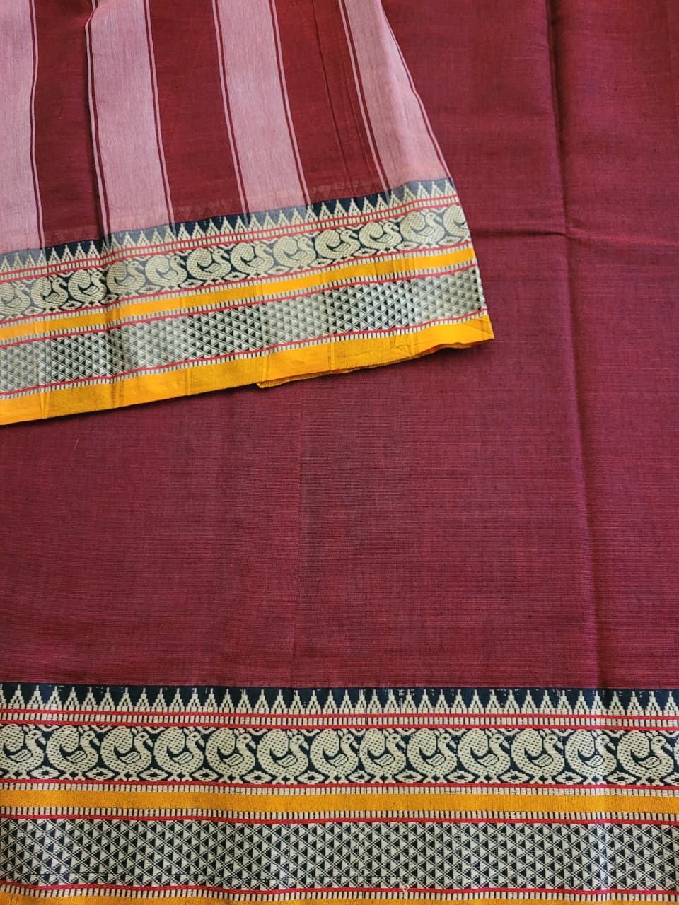 Maroon Narayanpet cotton saree