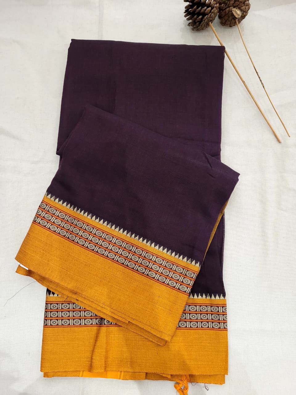 Purple Narayanpet cotton saree
