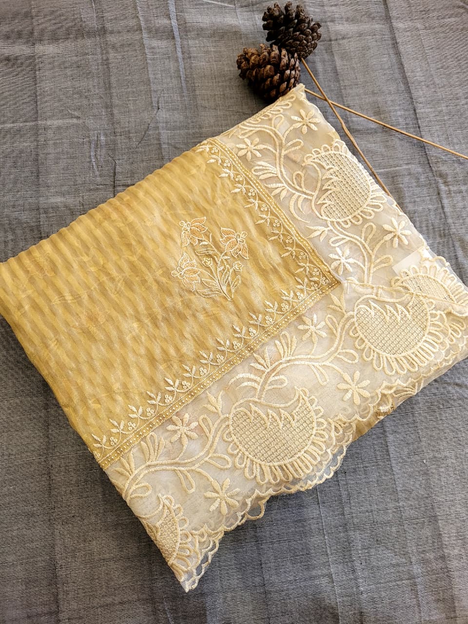 Yellow Nora3 Tissue Saree