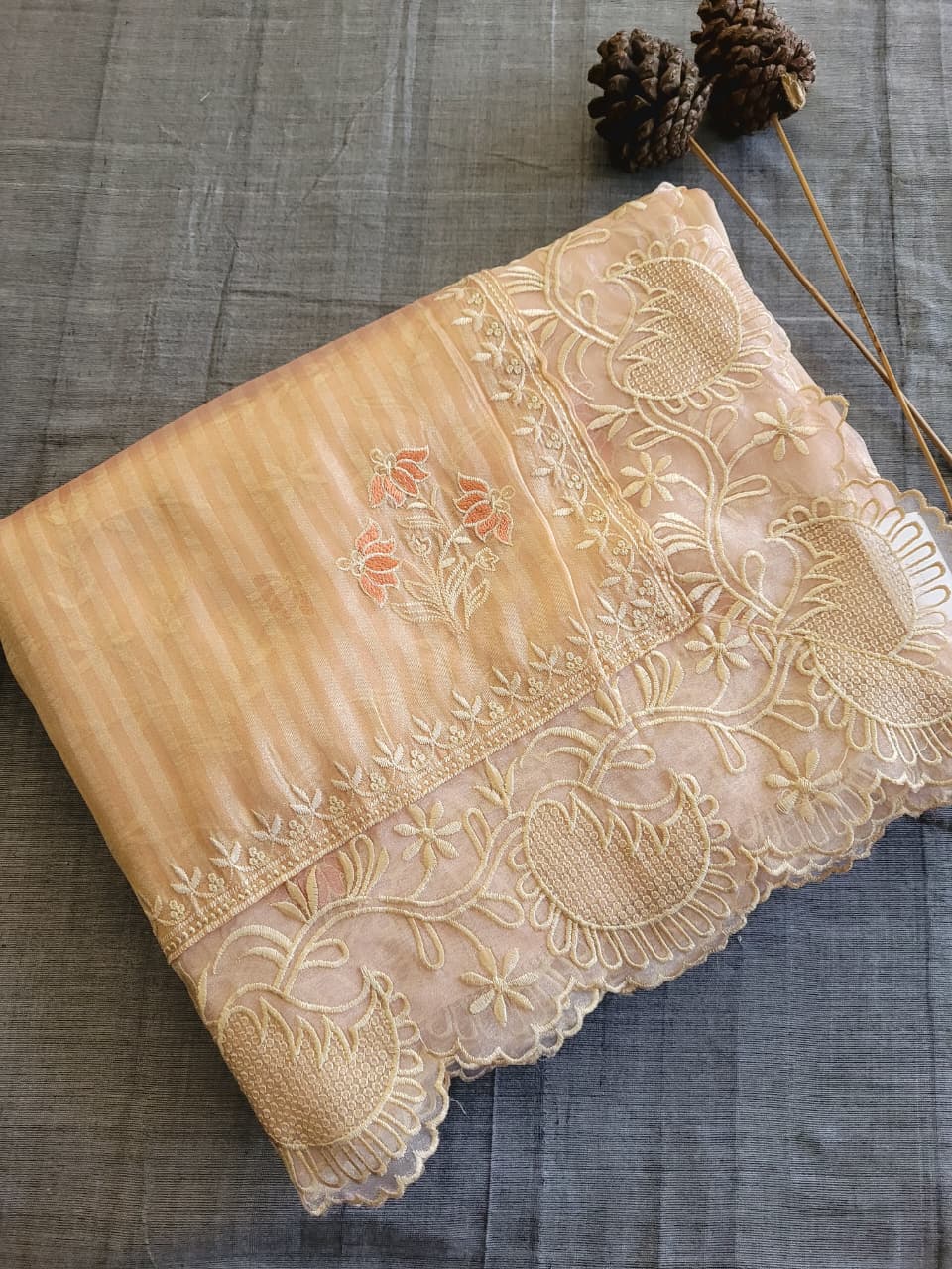 Beige Nora3 Tissue Saree