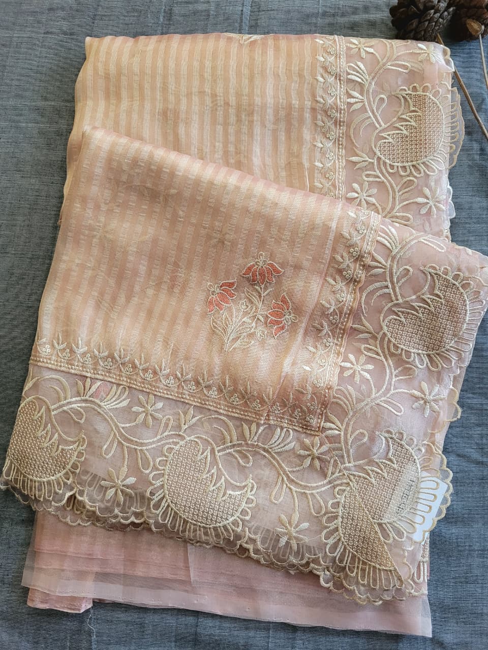 Beige Nora3 Tissue Saree