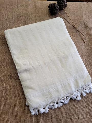 White Cotton Kantha Saree