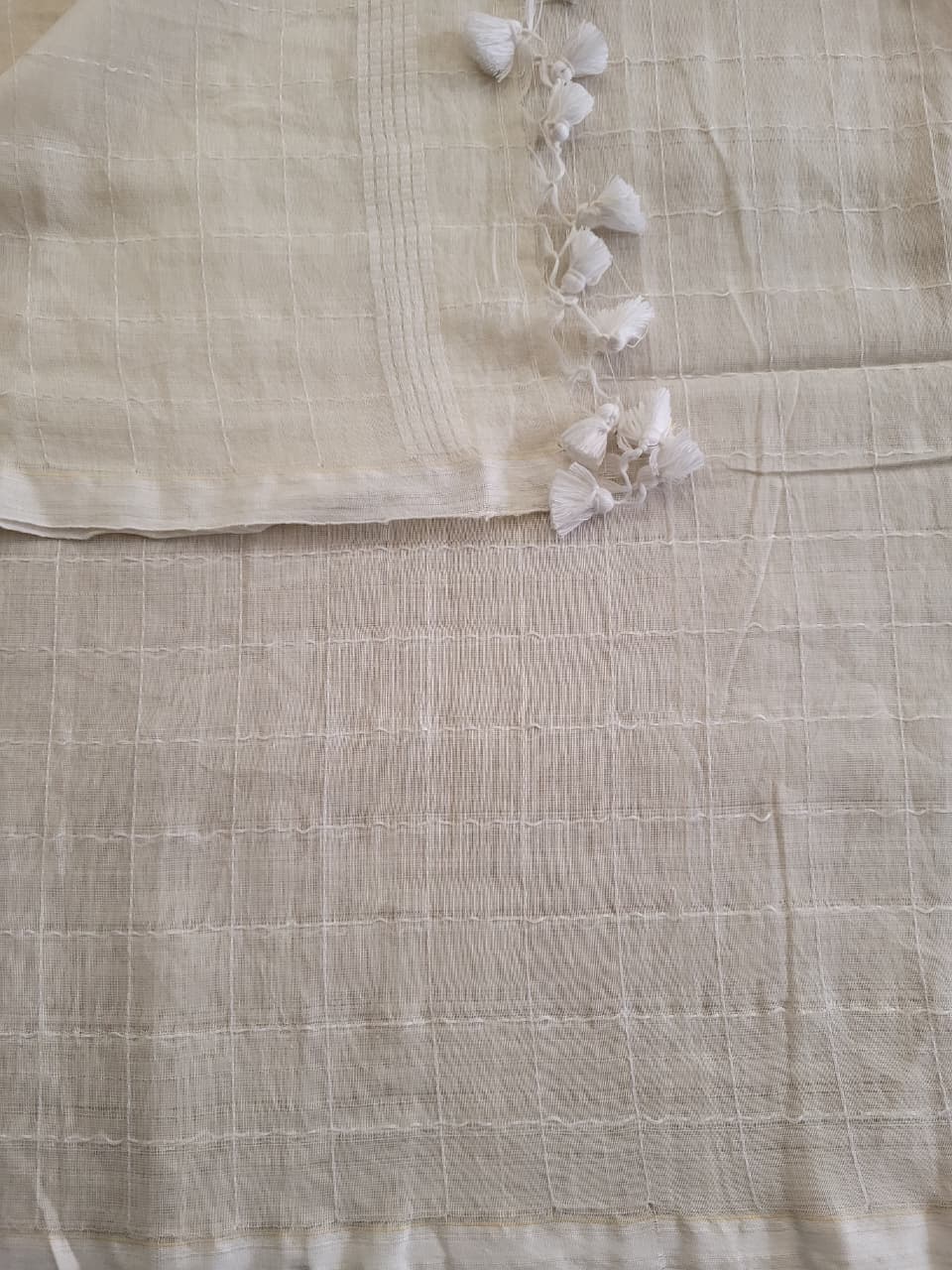 White Cotton Kantha Saree