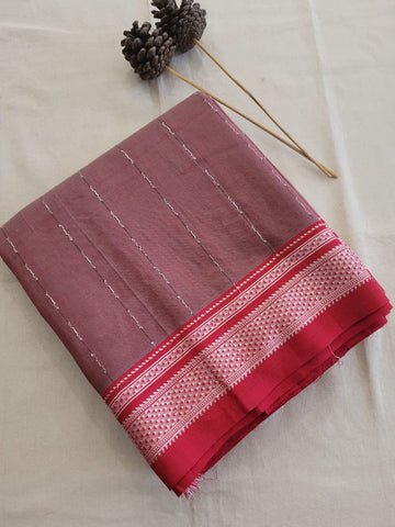 Red Ilkal Cotton Saree Silk Pallu